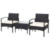 3 Pieces Patio Wicker Rattan Furniture Set with Cushion for Lawn Backyard - Beige