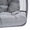 Outdoor Patio C Type Bracket Wicker Folding Hanging Chair With Cushion And Pillow - Gray - Hanging Chair