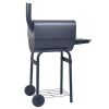 Charcoal BBQ Grill Smoker with Bottom Shelf Black - Black