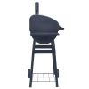 Charcoal BBQ Grill Smoker with Bottom Shelf Black - Black