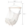 Hardwood With Cup Holder Wooden Stick Perforated 100kg Seaside Courtyard Hanging Chair - Beige - 100 Kg