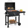 Outdoor Party Backyard Dinner Mobile Stainless Steel Square Oven Charcoal Oven - Black A - Steel