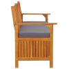 Storage Bench with Cushion 66.9" Solid Wood Acacia - Grey