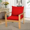 4 Pieces Patio Acacia Wood Thick Cushion Loveseat Sofa Set - Red