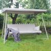 Outdoor Patio 3seater Metal Swing Chair Swing bed with Cushion and Adjustable Canopy Champagne Color  - Champagne