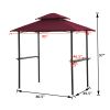 Outdoor Grill Gazebo 8 x 5 Ft, Shelter Tent, Double Tier Soft Top Canopy and Steel Frame with hook and Bar Counters,Burgundy YK - Burgundy