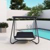 Outdoor Swing Hammock Bed With Canopy Textilene Cushion for Patio, Backyard,Garden, Porch, Black - Black