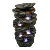 40inches High Rocks Outdoor Cascading Waterfall with LED Lights - 40inches