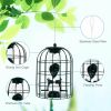 Outdoor Metal Seed Guard Deterrent Squirrel-Proof Caged Tube Wild Bird Feeder  - green - bird