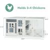 Breeding Pets 63 Inch Large Wooden Chicken Coop With Run Box And PC Roof - white - Animals