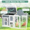 Breeding Pets 63 Inch Large Wooden Chicken Coop With Run Box And PC Roof - white - Animals