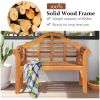 49 Inch Eucalyptus Wood Outdoor Folding Bench with Backrest Armrest for Patio Garden - natural