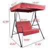 2-Seat Outdoor Patio Porch Swing Chair, Porch Lawn Swing With Removable Cushion And Convertible Canopy, Brown Red - Brown Red