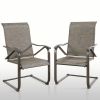 Outdoor Dining Chairs Patio Sling Spring Motion Dining Chairs for Garden, Poolside, Backyard, Porch - Brown