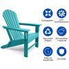 Outdoor Folding Plastic Adirondack Chair with Weather Resistant & Easy Maintenance for Patio, Deck, Garden, Backyard, Beach, Pool and Fire Pit - Blue