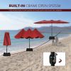 15 FT Outdoor Umbrella Double-Sided Patio Market Umbrella with Base, Crank, 100% Polyester Canopy - Red