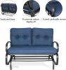 Outdoor Patio Glider Bench Loveseat Outdoor Cushioned 2 Person Rocking Seating Patio Swing Chair - Navy