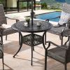 35.5' Patio Round Dining Table Outdoor Cast Aluminum Bistro Table with 1.88' Umbrella Hole - Round