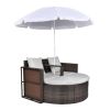 Outdoor Backyard Half-Moon Sectional Furniture Rattan Sofa  2-Piece Set - Brown - Rattan