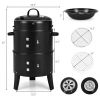 3-in-1 Charcoal BBQ Grill Cambo with Built-in Thermometer - black