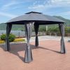 10x10 Ft Outdoor Patio Garden Gazebo Canopy, Outdoor Shading, Gazebo Tent With Curtains - Grey