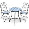 Patio Pool And Garden Lawn Mosaic Floral Pattern Bistro Round Table  - Blue Floral Pattern - 24 Inch