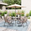 Outdoor Garden Lawn Pool Deck High Dining Bistro Table Tempered Glass Top with Umbrella Hole - As the pic show - 34 Inch