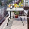 Outdoor Garden Lawn Pool Deck High Dining Bistro Table Tempered Glass Top with Umbrella Hole - As the pic show - 32 Inch