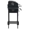 Charcoal-Fueled BBQ Grill with Bottom Shelf Black - Black