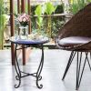 Modern Stylish Design Outdoor Indoor Steel Accent Plant Stand Cobalt Table - Navy - 14 Inch