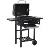 Charcoal-Fueled BBQ Grill with Bottom Shelf Black - Black