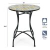 Patio Pool And Garden Lawn Mosaic Floral Pattern Bistro Round Table  - Exquisite Floral Pattern - 24 Inch