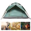 Double Deck Waterproof Pop Up Tent for Hiking Portable Automatic Tent for Camping 4 Person - Green