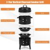 3-in-1 Charcoal BBQ Grill Cambo with Built-in Thermometer - black