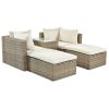 Backyard Pool Outdoor Furmiture 5-Piece Rattan Sectional Sofa Set - Beige - Rattan