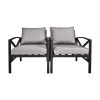 Patio Furniture Metal Arm Chair,2 PCS Garden Outdoor Contemporary Sofa Metal Chair with Cushions - Black+ Gray