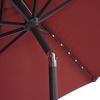 Backyard Patio Pool 9Ft Tilt And Crank Outdoor Umbrella With Solar Powered LED Lighted - Red - Outdoor Umbrellas