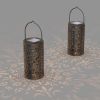 Backyard Patio Hanging Solar Metal Lamp Retro Money Hole Hollow Wind Light - Solar Retro Lanterns - 4 PC