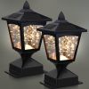 Garden & Patio Landscape Decoration Lighting Solar Post Lights 2 Pcs Set - Warm White - Plastic