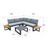 8 Pcs Patio Aluminum Conversation Sets, Outdoor Sectional Couch Furniture, with Cushions and Coffee Table,for Backyard Garden - Grey