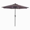 Backyard Patio Pool 9Ft Tilt And Crank Outdoor Umbrella With Solar Powered LED Lighted - Brown - Outdoor Umbrellas