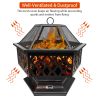 25 inch Steel Fire Pit for Garden, Backyard, Poolside Flame-Retardant Mesh Lid - 25 inch