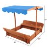 Wooden Sandbox with Convertible Cover Kids Outdoor Backyard Bench Play Sand Box  YJ - picture