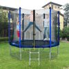 8FT Round Trampoline for Kids with Safety Enclosure Net, Outdoor Backyard Trampoline with Ladder RT - Blue