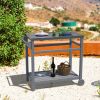 Outdoor Prep Cart Dining Table for Pizza Oven, Patio Grilling Backyard BBQ Grill Cart - Gray