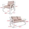 Patio Furniture Metal Arm Chair, 3 Piece Garden Outdoor Contemporary Sofa  - White