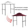 Outdoor Grill Gazebo 8 x 5 Ft, Shelter Tent, Double Tier Soft Top Canopy and Steel Frame with hook and Bar Counters,Burgundy YK - Burgundy