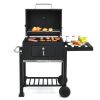 Outdoor Party Backyard Dinner Mobile Stainless Steel Square Oven Charcoal Oven - Black A - Steel