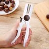 Nut Opener Reusable Stainless Steel Walnut Cracker Kitchen Gadget Tool for Walnut Chestnut Nut Cracker with Safety Lock - white