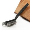 Barbecue Cleaning Brush Wire Bristle Brush with Scraper Grill Oven Cleaner Tool - Black